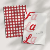 Fa la La Modern Roze & Rode Plaid Familie Kerstmis Feestdagenkaart