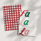 Fa la La Moderne Retro Plaid Familie Kerstmis Feestdagenkaart