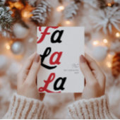 Fa la la moderne rode retro plaid familie kerst feestdagenkaart