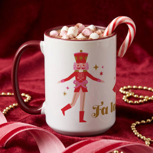 Fa La La Notenkraker Roze Ballet Feestelijke Kerst Mok