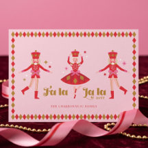 Fa La La Notenkraker Roze Kerst Familie Foto