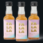 Fa La La | Pastel Pink Gradient & Gold Christmas<br><div class="desc">Pente rose pastel & or Mini bouteille d'alcool de Noël étiquette avec "Ho Ho Ho" dans la typographie amusante et élégante. Customisez avec un bref message d'accueil et le nom de l'expéditeur.</div>