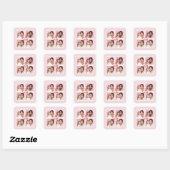 Fa La La Pink Christmas Photo Collage  Vierkante Sticker (Vel)