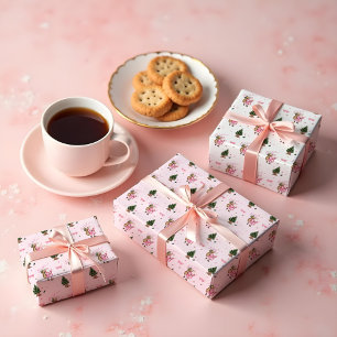 Fa La La Retro Roze Kerstman Kerst Vintage Inpakpapier Vel