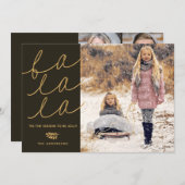 Fa la la Rustic Holiday 4 Photo Collage Carte Plat (Devant / Derrière)