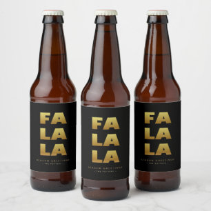 Fa La La Simple Christmas Zwart & Goud Bier Bot Etiket