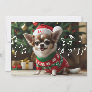 Fa La La Singing Chihuahua gepersonaliseerd Feestdagenkaart