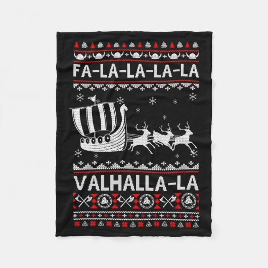 Fa La La Valhalla Viking Ship Christmas Xmas Ugly  Fleece Deken (Voorkant)