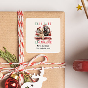 FA LA LABRADOR HOND KERSTMIS HARIG VIERKANTE STICKER