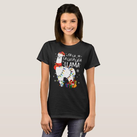 Fa La Llama Funny Kerstmis T-shirt (Voorkant volledig)