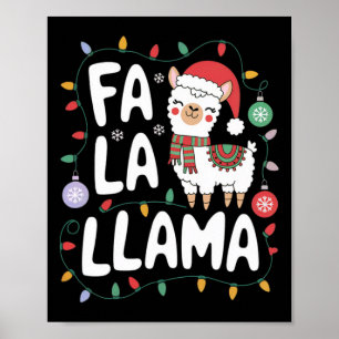 Fa La Llama Grappige Kerstverlichting Vakantie Lla Poster