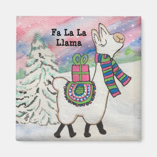 Fa La Llama Happy Funny Kerstmis Magneet