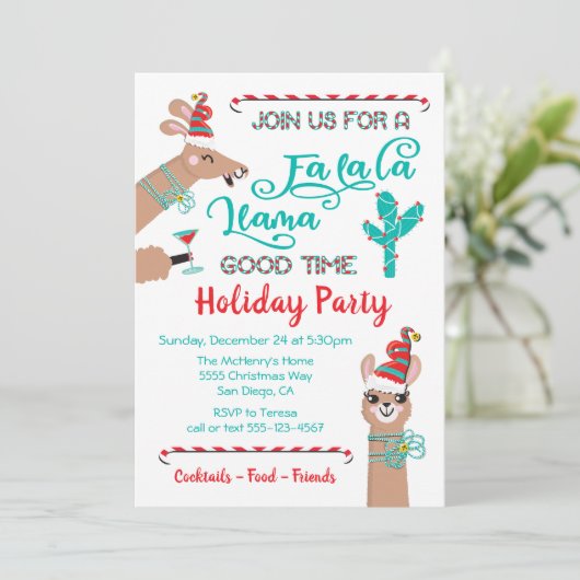 Fa la Llama Invitation de Fête de Vacances (Debout devant)