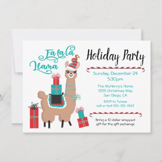 Fa la Llama Invitation de Fête de Vacances (Devant)