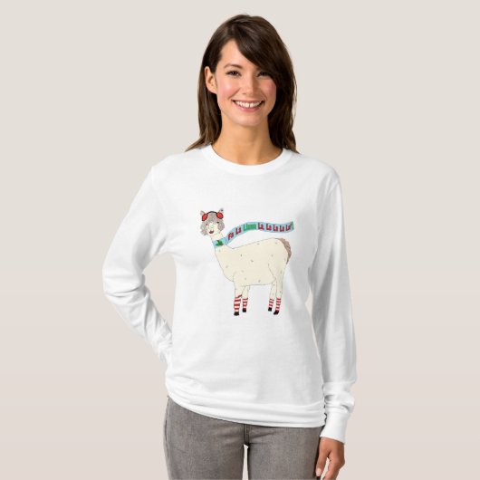 Fa La Llama La Kerstdesign T-shirt (Voorkant volledig)