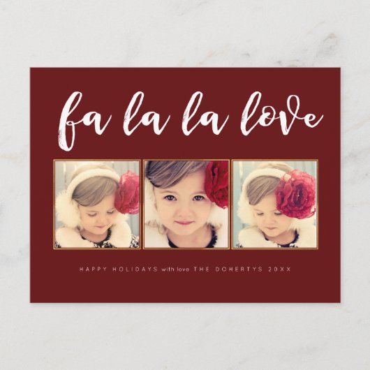 Fa La Love Kerst 3 Foto Groet Briefkaart (Voorkant)