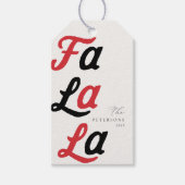 Fa La Moderne Retro Rood & Zwart Geplaagd Kerstmis Cadeaulabel (Voorkant)