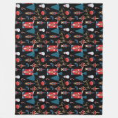 Fa La Nutcracker-kerstpatroon zwart Fleece Deken (Voorkant)