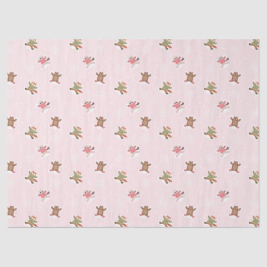 Fa La Sneeuw Engel Bos Dieren Leuke Winter Tissuepapier (Voorkant)