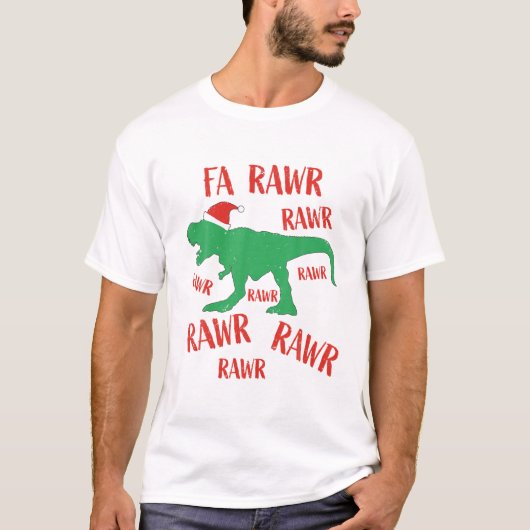 Fa Rawr Rawr Outfit Kerstman T Rex Dinosaur T-shirt (Voorkant)