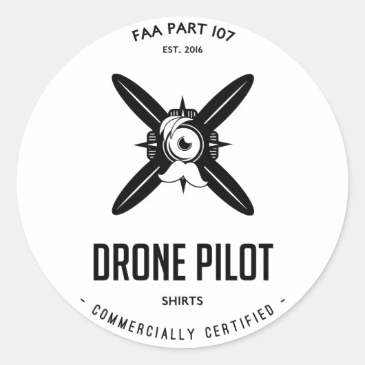 FAA Part 107 Drone Pilot Com. Autocollant certifié (Devant)