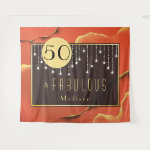 Fab 50e Verjaardag Cool Elegant Oranje Wandtapijt Wandkleed