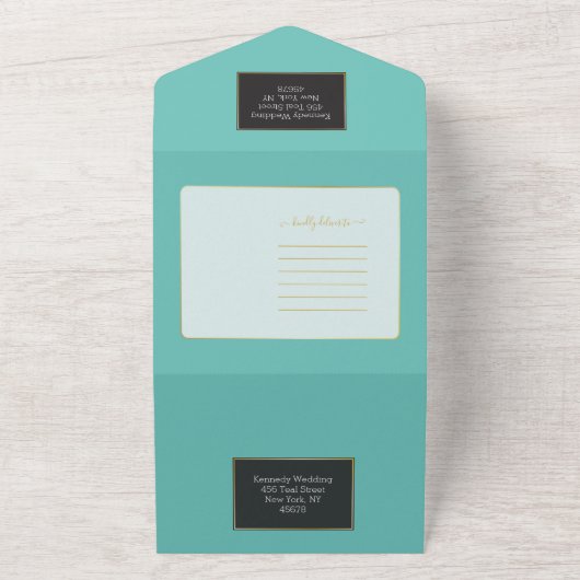 Fab Blauwgroen legant allen in één uitnodiging (Buitenkant)