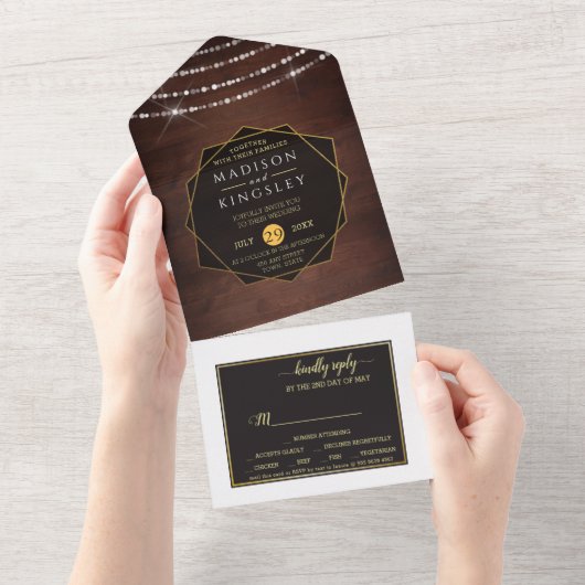 Fab Bois Rustique Tout En Une Invitation (Déchirure)