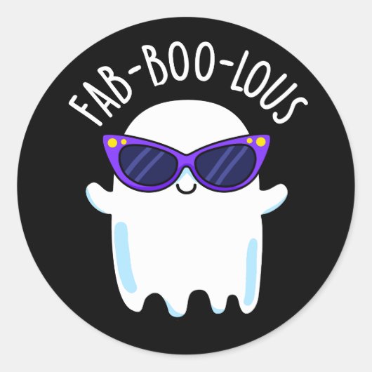 Fab-Boo-Lous Funny Ghost Pun Dark BG Ronde Sticker (Voorkant)