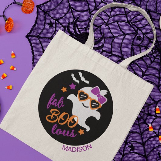 Fab Boo Lous Halloween Ghost Persoonlijke naam Tote Bag