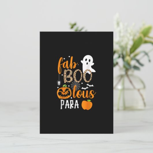Fab Boo Lous Para Funny Halloween Teaching Kaart (Staand voorkant)