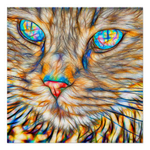 Fab Cat art. 20 x 20 inch, Poster papier (halfglan Perfect Poster