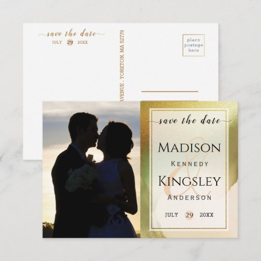 Fab Chartreuse 🤵 Trouwde op budget: dapper en sti Save The Date (Voorkant / Achterkant)