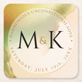 Fab Chartreuse 🤵 Vet & Stijlvol Budget Wedding Vierkante Kartonnen Onderzetter