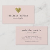 Fab Gold Faux Glitter Heart Pink Visitekaartje (Voorkant / Achterkant)