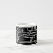 FaB MeChaNiCal DrAwinG BlUEpRiNT Black en White Espresso Kop (Voorkant)