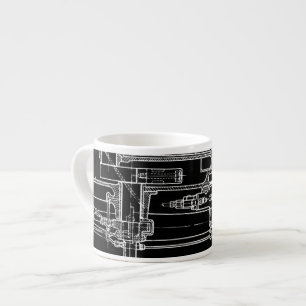 FaB MeChaNiCal DrAwinG BlUEpRiNT Black en White Espresso Kop