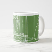 FaB MeChaNiCal DrAwinG BlUEpRiNT gReeN AnD WhITe! Jumbo Beker (Voorkant rechts)