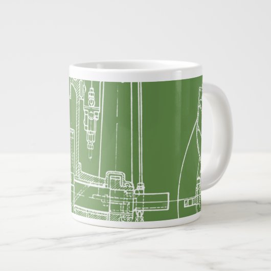 FaB MeChaNiCal DrAwinG BlUEpRiNT gReeN AnD WhITe! Jumbo Beker (Voorkant rechts)