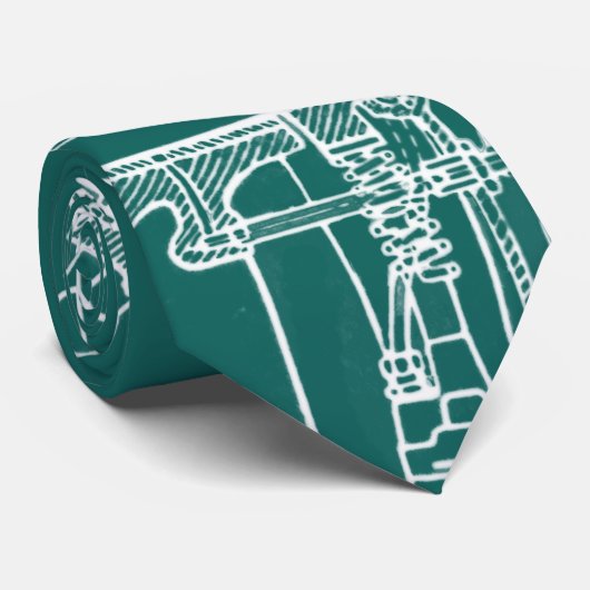 FaB MeChaNiCal DrAwinG BlUEpRiNT gReeN AnD WhITe! Stropdas (Opgerold)