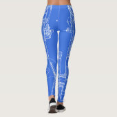 FAB MECHANICAL DRAWING BLUEPRINT WHITE UW KLEUR LEGGINGS (Achterkant)
