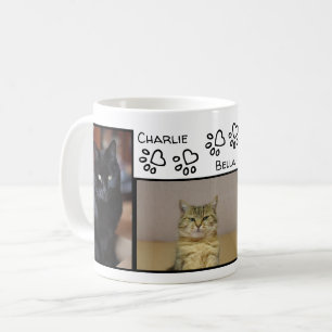 Fab Paw Print Harten Drie Katten Namen en Foto Koffiemok