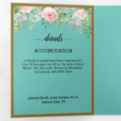 Fab Rose Floral Turquoise Mariage triple Invitatio (Intérieur en premier)
