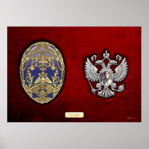 Faberge Tsarevich Ei met Verrassing op Rood Fluwee Poster