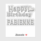 Fabienne Joyeux anniversaire autocollant argent (Feuille)
