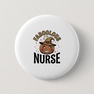 Faboolous Verpleegster Halloween Pompoen Vintage T Ronde Button 5,7 Cm