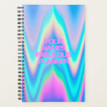 Fabot néon holographique unicorne nom rose<br><div class="desc">Personnalisez facilement ce planificateur fabuleux et coloré sur le design abstrait Holographique Rainbow Pastel Wave avec l'esthétique Unicorn avec une touche moderne et mignonne de fée. Ajoutez votre nom,  choisissez la police,  changez la taille et la position,  ajoutez clipart,  photos et formes,  frissons et être fabuleux.</div>