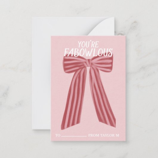 FaBOWlous Bow Themd Classroom Valentijnse Kaart Notitiekaartje (Voorkant)