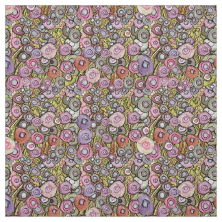 FABRIC ABSTRACTE CIRCLE-STROMEN PINK GROEN DK-LIJN STOF