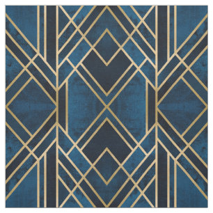 Fabric - Art Deco Blue & Gold Mirrored Stof